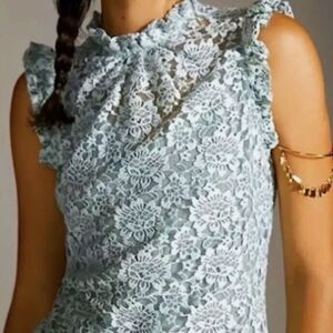 Anthropologie Dolan Lace Mock Neck Top